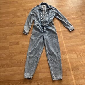 Mango Denim Long Sleeve Jumpsuit Small 27” Inseam